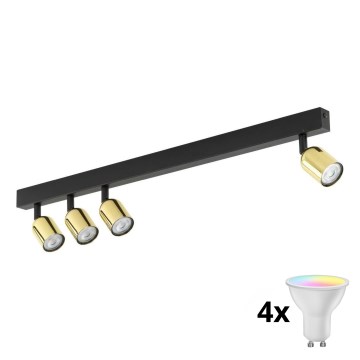 LED RGBW ρυθμιζόμενο σποτ TOP 4xGU10/6,5W/230V 2700-6500K μαύρο/χρυσό
