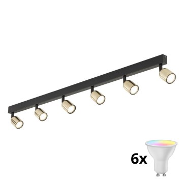 LED RGBW Ρυθμιζόμενο σποτ TOP 6xGU10/6,5W/230V 2700-6500K μαύρο/χρυσό