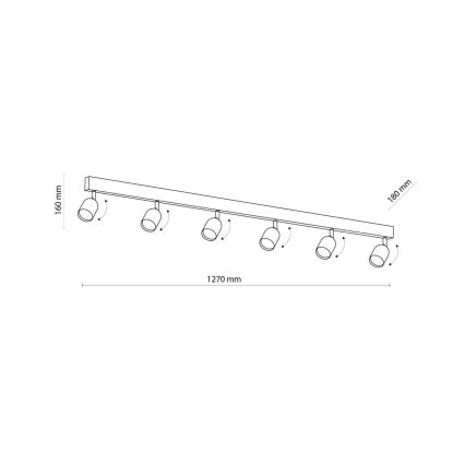 LED RGBW Ρυθμιζόμενο σποτ TOP 6xGU10/6,5W/230V 2700-6500K μαύρο/χρυσό