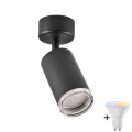 LED RGBW ρυθμιζόμενο σποτ μπάνιου TURYN 1xGU10/4,8W/230V 3000K IP44 μαύρο + τηλεχειριστήριο