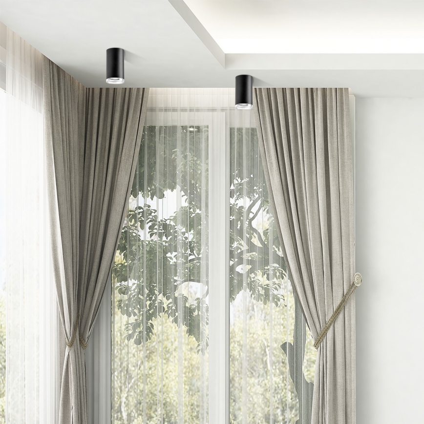 LED RGBW Ρυθμιζόμενο σποτ μπάνιου TURYN 1xGU10/4,8W/230V 3000K IP44 μαύρο + τηλεχειριστήριο