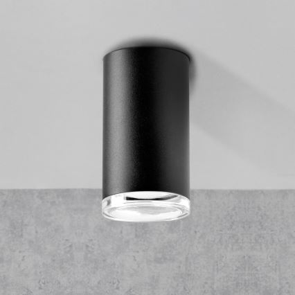 LED RGBW Ρυθμιζόμενο σποτ μπάνιου TURYN 1xGU10/4,8W/230V 3000K IP44 μαύρο + τηλεχειριστήριο