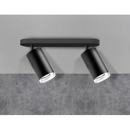 LED RGBW ρυθμιζόμενο σημειακό φωτιστικό μπάνιου TURYN 2xGU10/6W/230V 3000K IP44 μαύρο + τηλεχειριστήριο