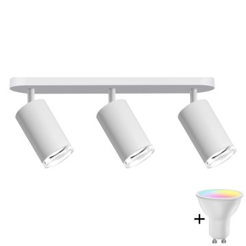 LED RGBW ρυθμιζόμενο σποτ μπάνιου TURYN 3xGU10/4,8W/230V 3000K IP44 λευκό + τηλεχειριστήριο