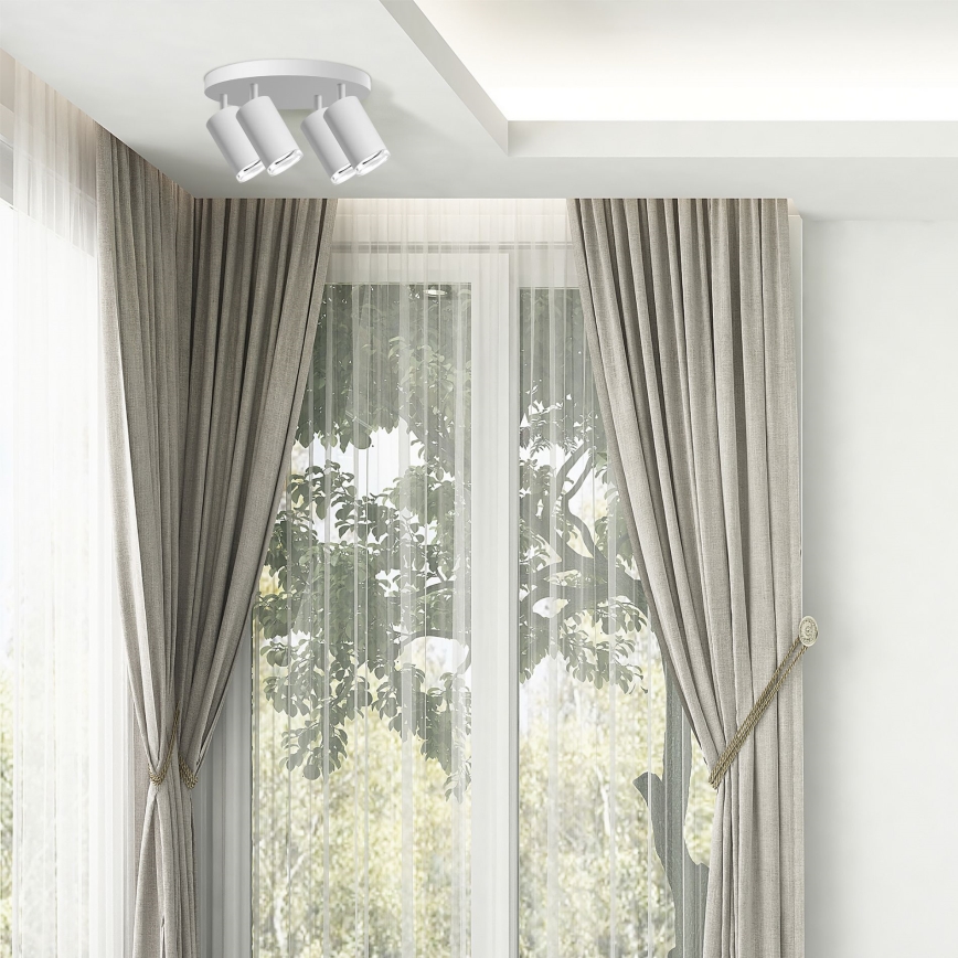 LED RGBW Ρυθμιζόμενο φωτιστικό σποτ για μπάνιο TURYN 4xGU10/4,8W/230V 3000K IP44 λευκό + τηλεχειριστήριο