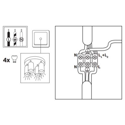 LED RGBW Ρυθμιζόμενο φωτιστικό σποτ για μπάνιο TURYN 4xGU10/4,8W/230V 3000K IP44 λευκό + τηλεχειριστήριο