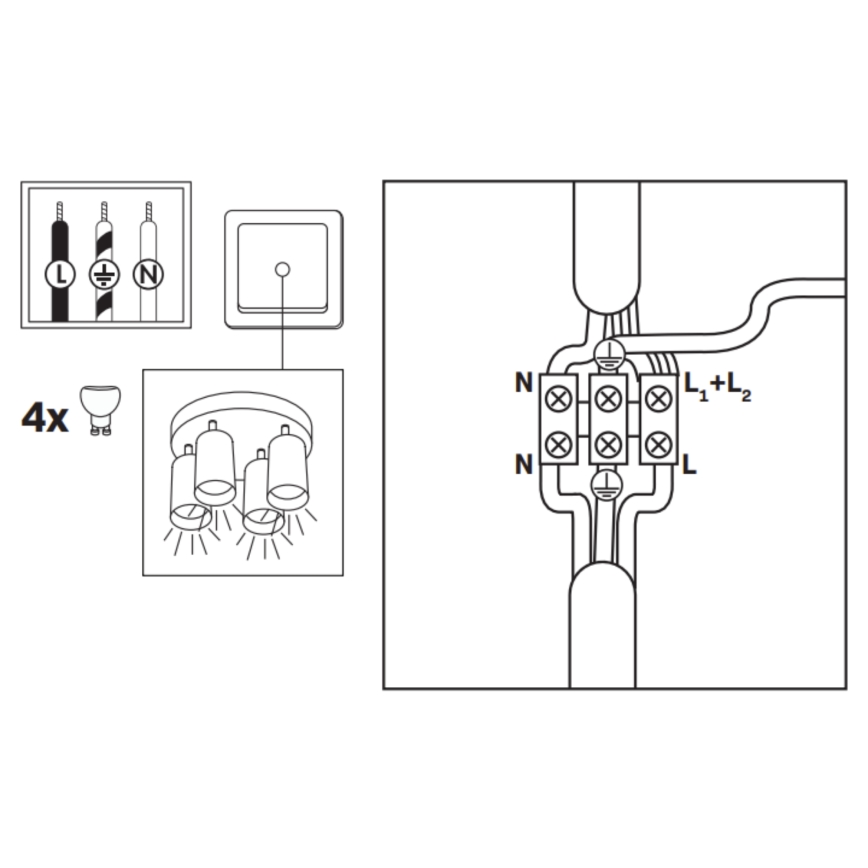LED RGBW Ρυθμιζόμενο φωτιστικό σποτ για μπάνιο TURYN 4xGU10/4,8W/230V 3000K IP44 λευκό + τηλεχειριστήριο