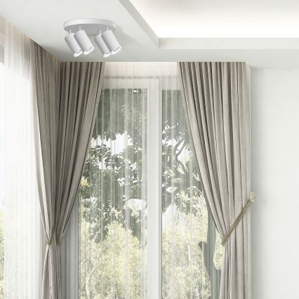 LED RGBW Ρυθμιζόμενο φωτιστικό σποτ για μπάνιο TURYN 4xGU10/6W/230V 3000K IP44 λευκό + τηλεχειριστήριο