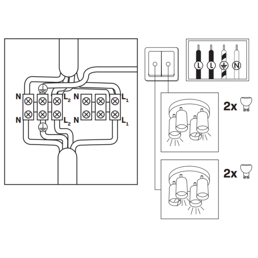 LED RGBW Ρυθμιζόμενο φωτιστικό σποτ για μπάνιο TURYN 4xGU10/6W/230V 3000K IP44 λευκό + τηλεχειριστήριο