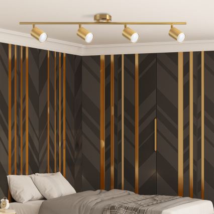 LED RGBW ρυθμιζόμενο σποτ φωτιστικό GOLDIE 4xGU10/4,8W/230V 3000K χρυσό + τηλεχειριστήριο