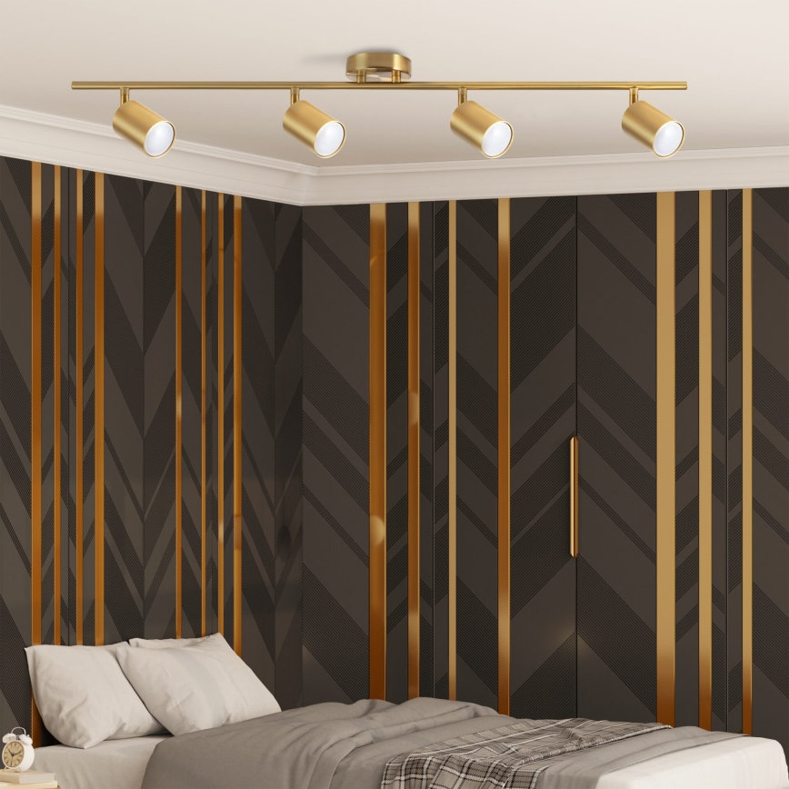 LED RGBW ρυθμιζόμενο σποτ φωτιστικό GOLDIE 4xGU10/4,8W/230V 3000K χρυσό + τηλεχειριστήριο