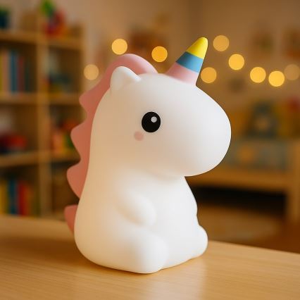 LED RGBW ρυθμιζόμενο επαναφορτιζόμενο παιδικό νυχτερινό φωτάκι με έλεγχο αφής UNICORN LED/1W/5V 1200 mAh
