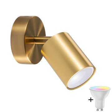 LED RGBW ρυθμιζόμενο επιτοίχιο σποτ φωτιστικό GOLDIE 1xGU10/4,8W/230V 3000K χρυσό + τηλεχειριστήριο