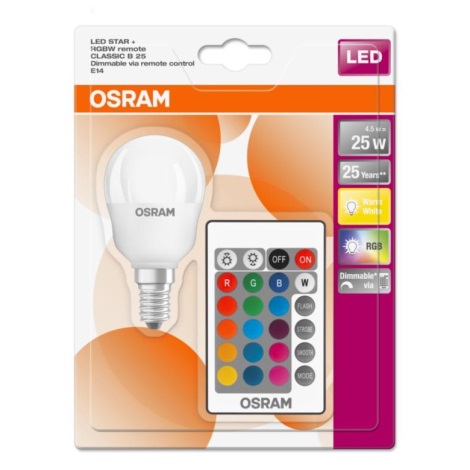 LED RGBW Επιτραπέζια λάμπα με dimmer STAR E14/4,5W/230V 2700K + RC - Osram