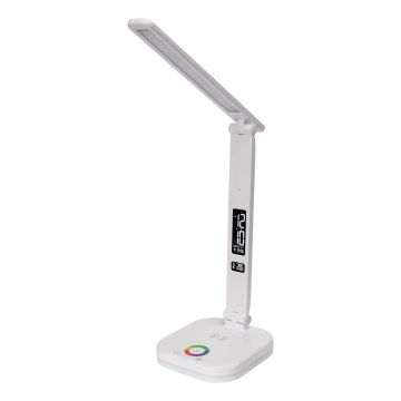 LED RGBW Επιτραπέζιο φωτιστικό αφής ντιμαριζόμενο με ασύρματη φόρτιση, οθόνη LCD και θύρα USB MAGNUS LED/6W/5V 3000-6500K λευκό