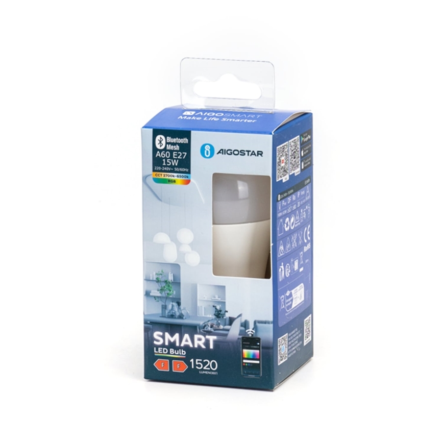 Λάμπα LED RGBW Dimmable MESH Smart A60 E27/15W/230V 2700-6500K - Aigostar