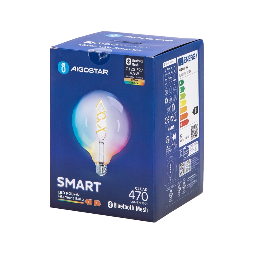 Λάμπα LED RGBW Dimmable FILAMENT MESH Smart G125 E27/4,9W/230V 2700K - Aigostar