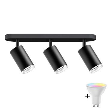 LED RGBW ρυθμιζόμενο σποτ μπάνιου TURYN 3xGU10/6,5W/230V 2700-6500K Wi-Fi IP44 μαύρο