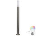 LED RGBW ρυθμιζόμενο εξωτερικό φωτιστικό LIVIA 1xE27/6,5W/230V 2700-6500K Wi-Fi 100 cm IP44 ασημί