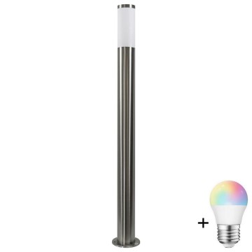 LED RGBW ρυθμιζόμενο εξωτερικό φωτιστικό LIVIA 1xE27/6,5W/230V 2700-6500K Wi-Fi 100 cm IP44 ασημί