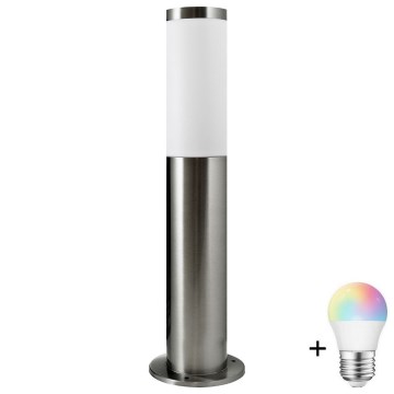 LED RGBW ρυθμιζόμενο εξωτερικό φωτιστικό LIVIA 1xE27/6,5W/230V 2700-6500K Wi-Fi 45 cm IP44 ασημί