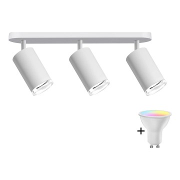 LED RGBW ρυθμιζόμενο σποτ μπάνιου TURYN 3xGU10/6,5W/230V 2700-6500K Wi-Fi IP44 λευκό