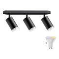 LED RGBW ρυθμιζόμενο σποτ μπάνιου TURYN 3xGU10/6,5W/230V 2700-6500K Wi-Fi IP44 μαύρο