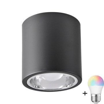 LED RGBW Ρυθμιζόμενο φωτιστικό JUPITER 1xE27/6,5W/230V 2700-6500K Wi-Fi διάμετρος 13 cm μαύρο