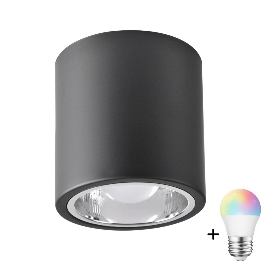 LED RGBW Ρυθμιζόμενο φωτιστικό JUPITER 1xE27/6,5W/230V 2700-6500K Wi-Fi διάμετρος 13 cm μαύρο