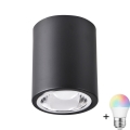 LED RGBW Ρυθμιζόμενο φωτιστικό JUPITER 1xE27/6,5W/230V 2700-6500K Wi-Fi διάμετρος 9,8 cm μαύρο