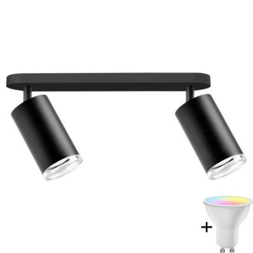 LED RGBW Ρυθμιζόμενο φωτιστικό μπάνιου TURYN 2xGU10/6,5W/230V 2700-6500K Wi-Fi IP44 μαύρο