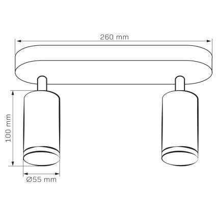 LED RGBW Ρυθμιζόμενο φωτιστικό μπάνιου TURYN 2xGU10/6,5W/230V 2700-6500K Wi-Fi IP44 μαύρο