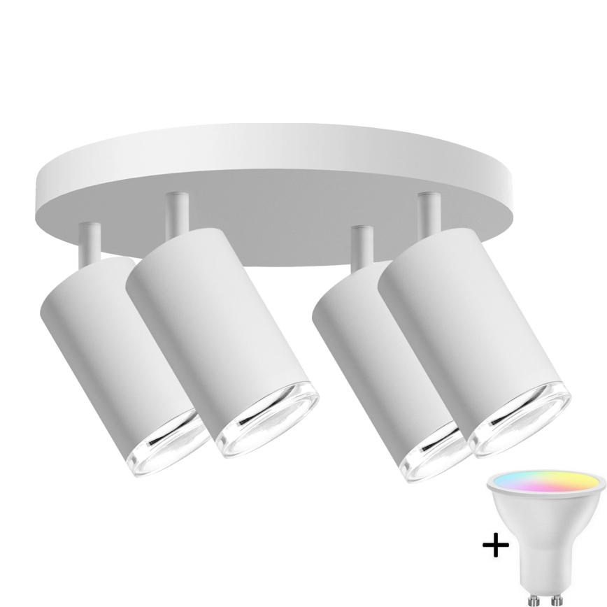 LED RGBW Ρυθμιζόμενο φωτιστικό μπάνιου TURYN 4xGU10/6,5W/230V 2700-6500K Wi-Fi IP44 λευκό