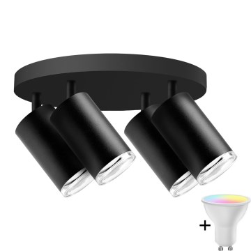 LED RGBW Ρυθμιζόμενο φωτιστικό μπάνιου TURYN 4xGU10/6,5W/230V 2700-6500K Wi-Fi IP44 μαύρο