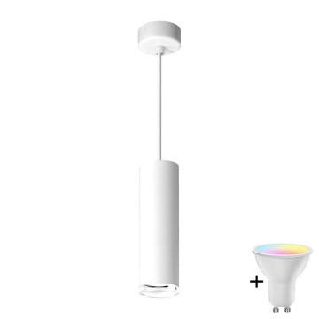 LED RGBW Ρυθμιζόμενο φωτιστικό μπάνιου με καλώδιο TURYN 1xGU10/6,5W/230V 2700-6500K Wi-Fi IP44 λευκό