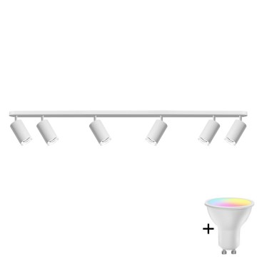 LED RGBW Ρυθμιζόμενο φωτιστικό σποτ για μπάνιο TURYN 6xGU10/6,5W/230V 2700-6500K Wi-Fi IP44 λευκό