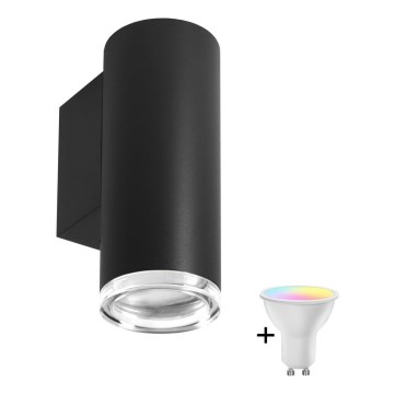 LED RGBW Ρυθμιζόμενο φωτιστικό τοίχου μπάνιου TURYN 1xGU10/6,5W/230V 2700-6500K Wi-Fi IP44 μαύρο