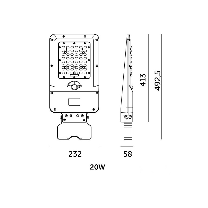 Ηλιακό LED φωτιστικό δρόμου με αισθητήρα STREET LED/20W/7,4V 3000/4000/6000K IP65 5400 mAh