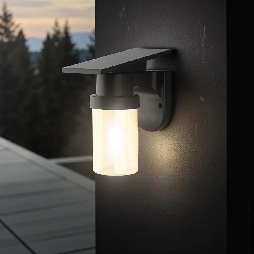 LED ηλιακό επιτοίχιο φωτιστικό LED/3,7V 2700/3200/5000K IP54 1800 mAh μαύρο/καπνιστό μπεζ + με τηλεχειριστήριο