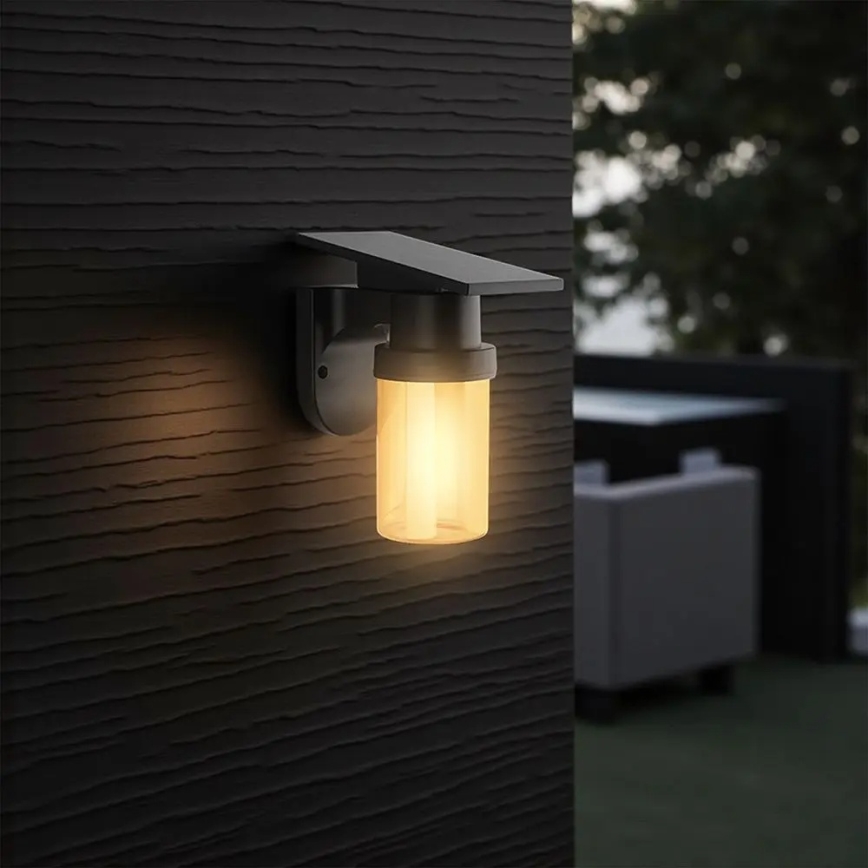 LED ηλιακό επιτοίχιο φωτιστικό LED/3,7V 2700/3200/5000K IP54 1800 mAh μαύρο/καπνιστό μπεζ + με τηλεχειριστήριο