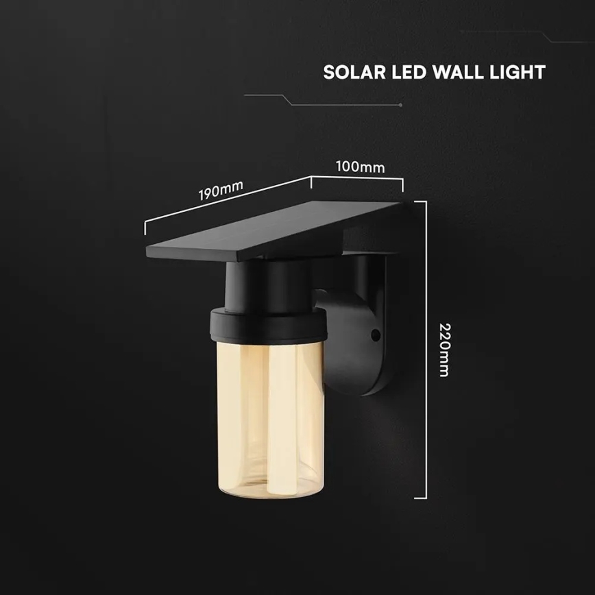 LED ηλιακό επιτοίχιο φωτιστικό LED/3,7V 2700/3200/5000K IP54 1800 mAh μαύρο/καπνιστό μπεζ + με τηλεχειριστήριο