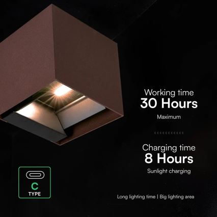Ηλιακό επιτοίχιο φωτιστικό LED με αισθητήρα LED/9W/3,7V 3000/4000/5000K IP65 2600 mAh καφέ