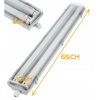 LED τεχνικό φωτιστικό φθορισμού T8 2xG13/10W/230V 6000K 60 cm IP65 λευκό