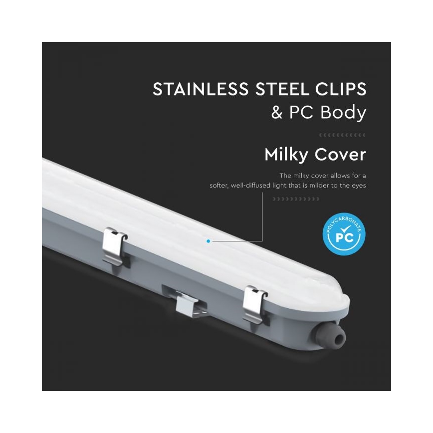 LED τεχνικό φωτιστικό τύπου φθορισμού με ενσωματωμένη μονάδα έκτακτης ανάγκης LED/48W/230V 6500K IP65 2200 mAh 150 cm