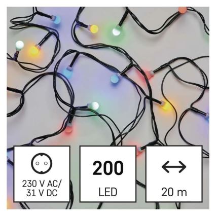 LED γιρλάντα 200xLED/8 λειτουργίες 25m IP44 πολύχρωμη