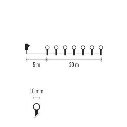 LED γιρλάντα 200xLED/8 λειτουργίες 25m IP44 πολύχρωμη