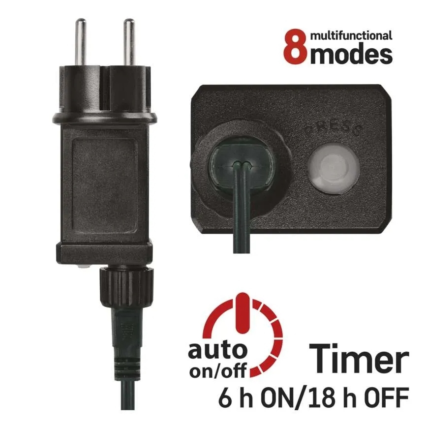 LED γιρλάντα 80xLED/230V/8 λειτουργίες 13m IP44 θερμό λευκό