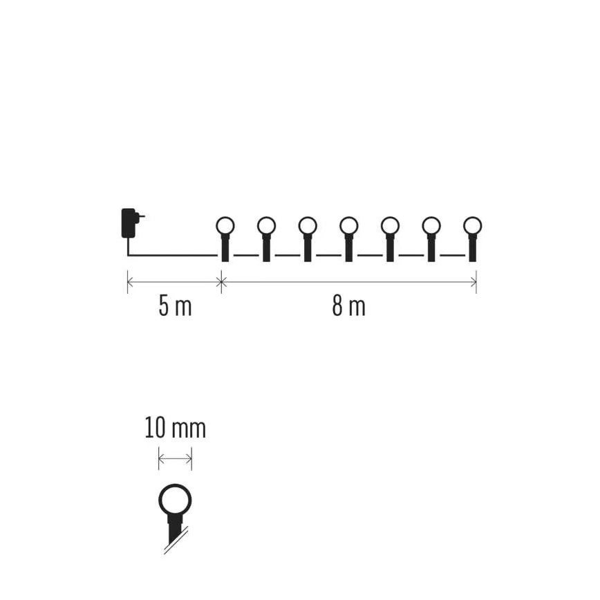 LED γιρλάντα 80xLED/230V/8 λειτουργίες 13m IP44 θερμό λευκό