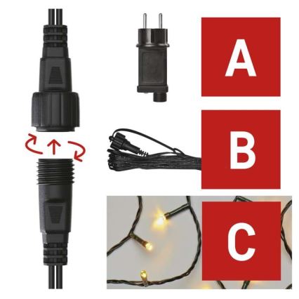LED γιρλάντα εξωτερικού χώρου, 100 LED, 15 m, IP44, ζεστό λευκό