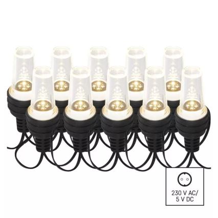 LED γιρλάντα εξωτερικού χώρου 10xLED/9,5 m IP44 ψυχρό λευκό